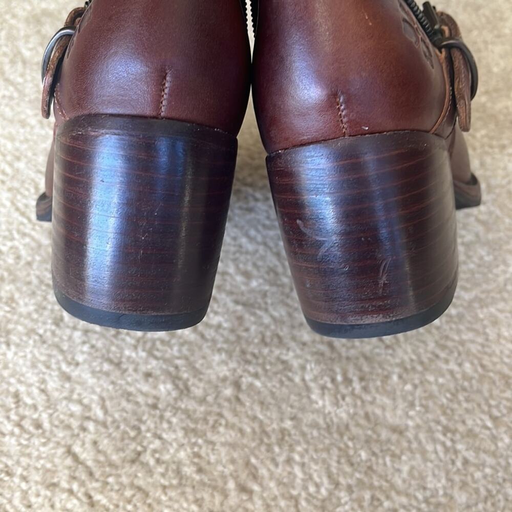 Patricia Nash Lombardy Brown Leather Buckle Chunky Heel Mid Western Cowgirl Boot - Picture 10 of 15
